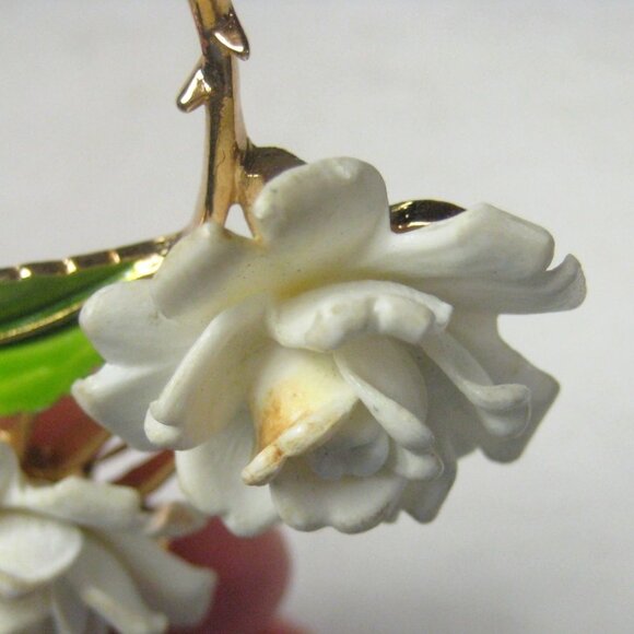 Crown Trifari Brooch Pin Vintage 1960 1950 Flower Enamel Mid Century MOD - Picture 7 of 10